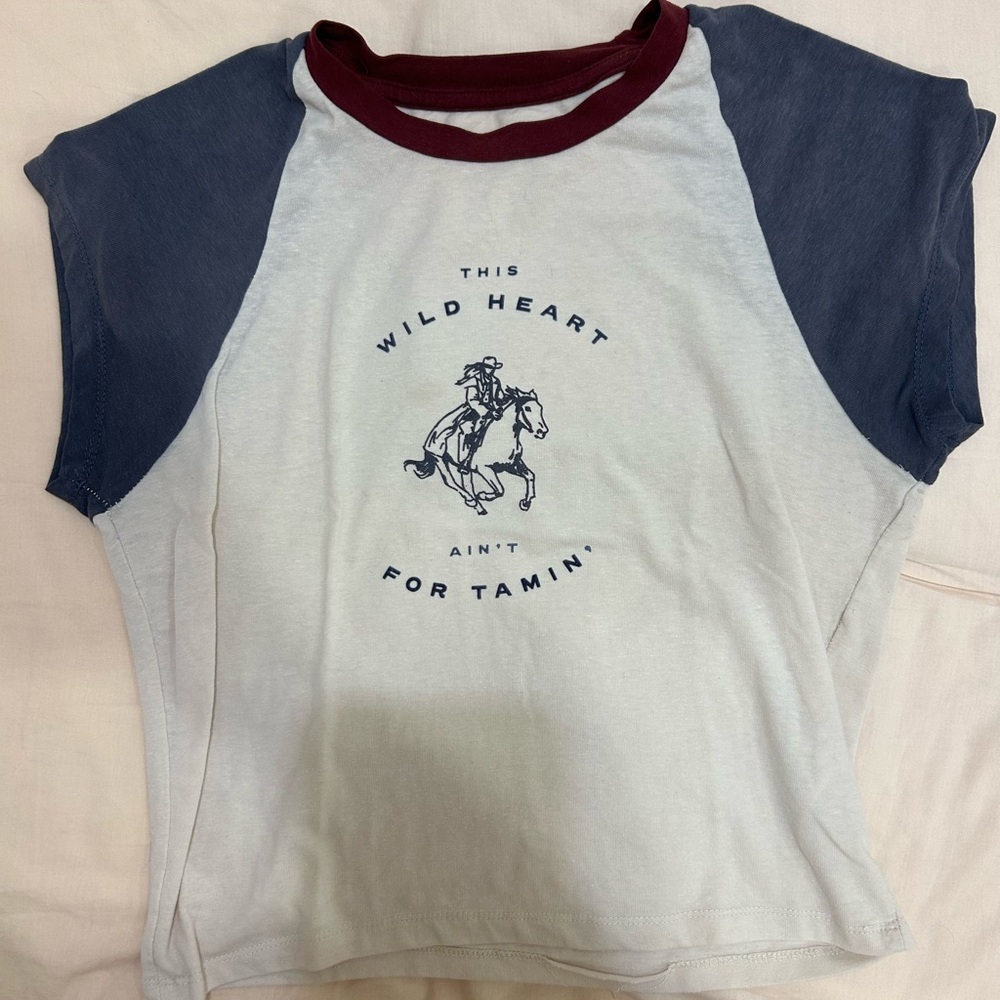 Cotton On Women's Crop Top - White and Blue